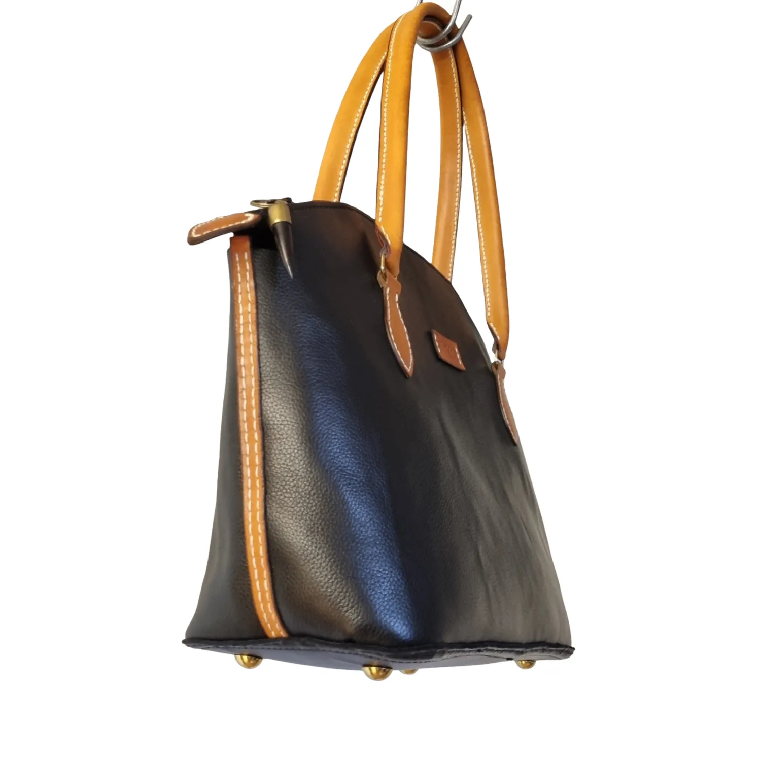 Julia Stray stor skinnveske håndsydd 35x30x15 cm foret