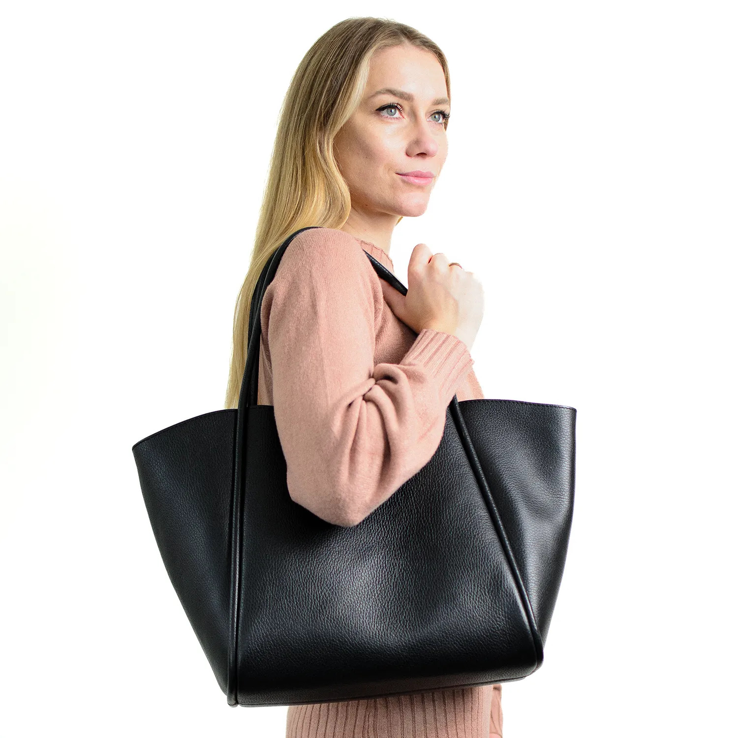 Latalia Florence XL shopper mørk brun ekte skinn