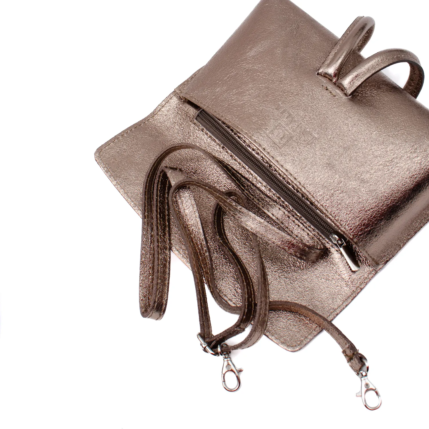 Latalia Barletta clutch bronze miniveske skinn