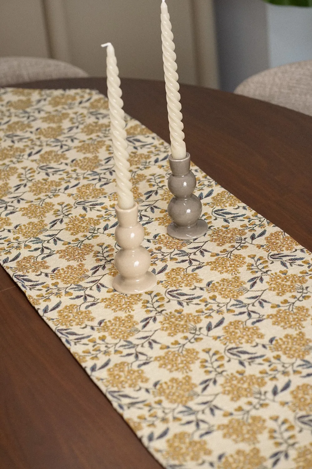 De La Mur Liri bordløper beige blomst 41x165