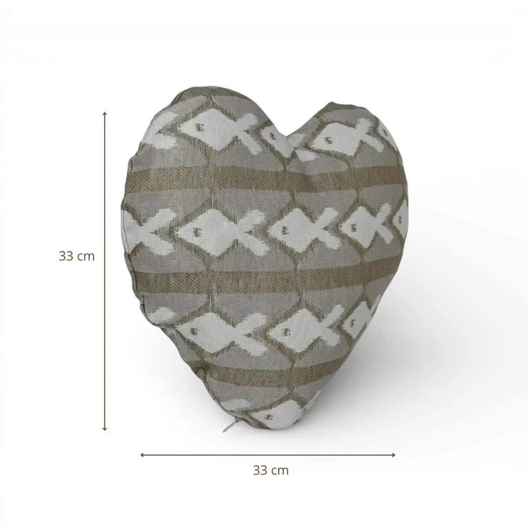 De La Mur Corazón Kai hjertepute 33x33 beige fisk