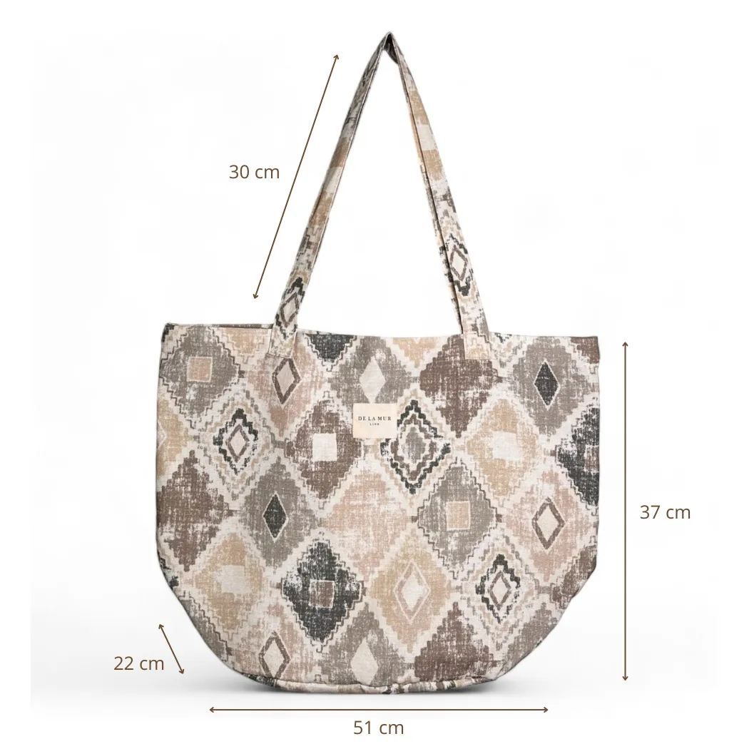 De La Mur Oso shopper stor 51x37 grå geometrisk