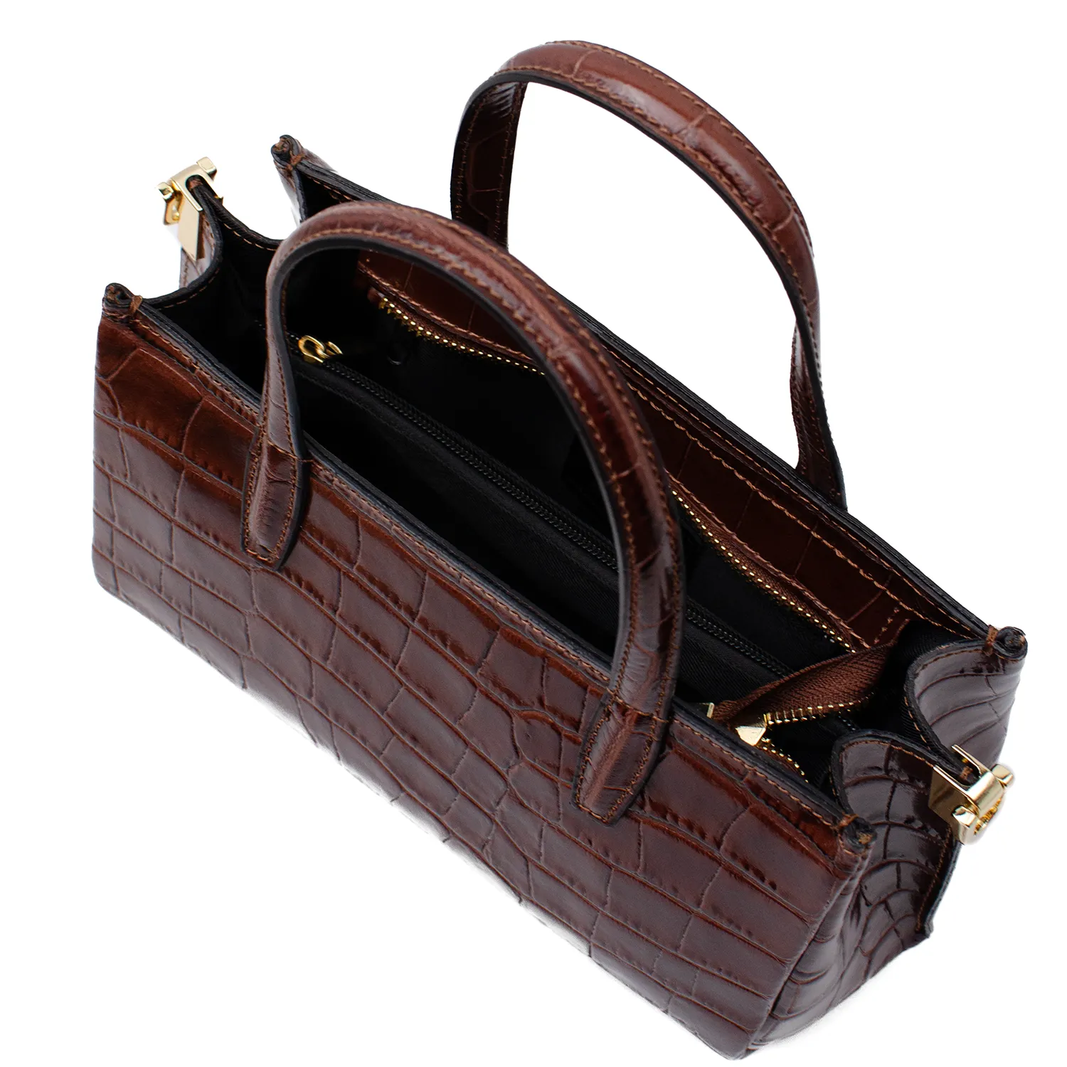 Latalia Ancona håndveske chocolate croco