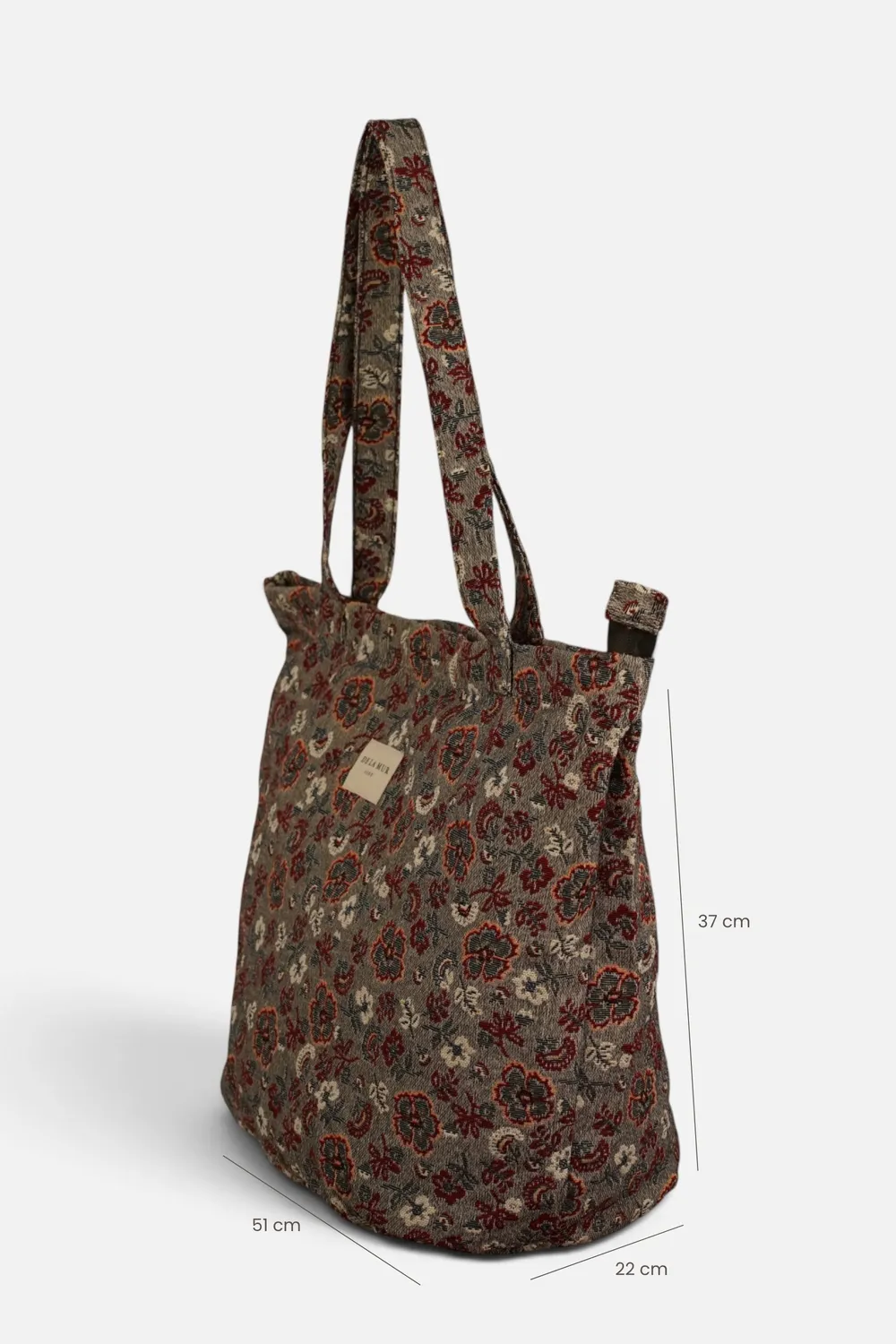 De La Mur Nira stor shopper burgunder jacquard med glidelås