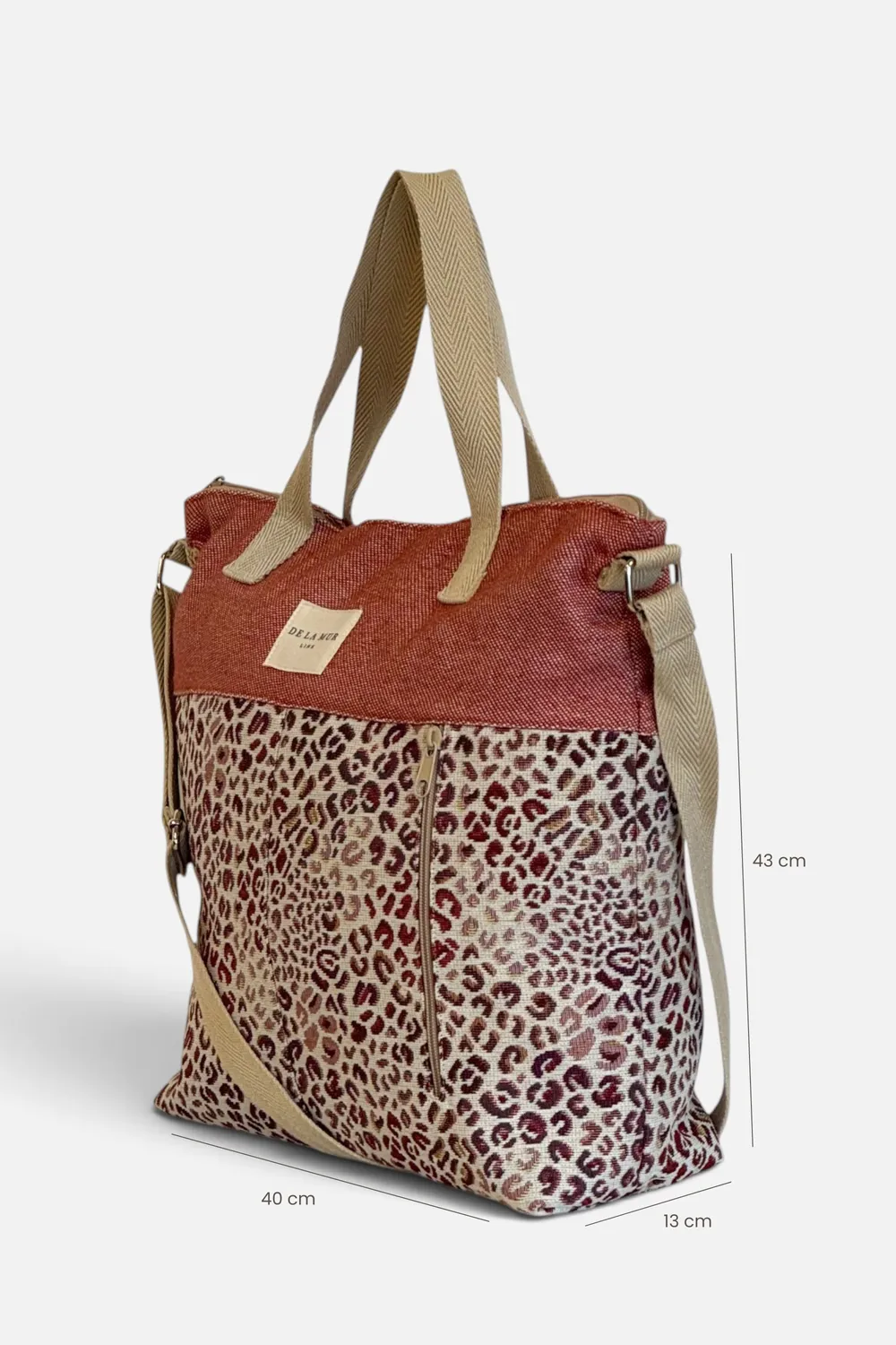 De La Mur Talco Grande shopper terrakotta leopard