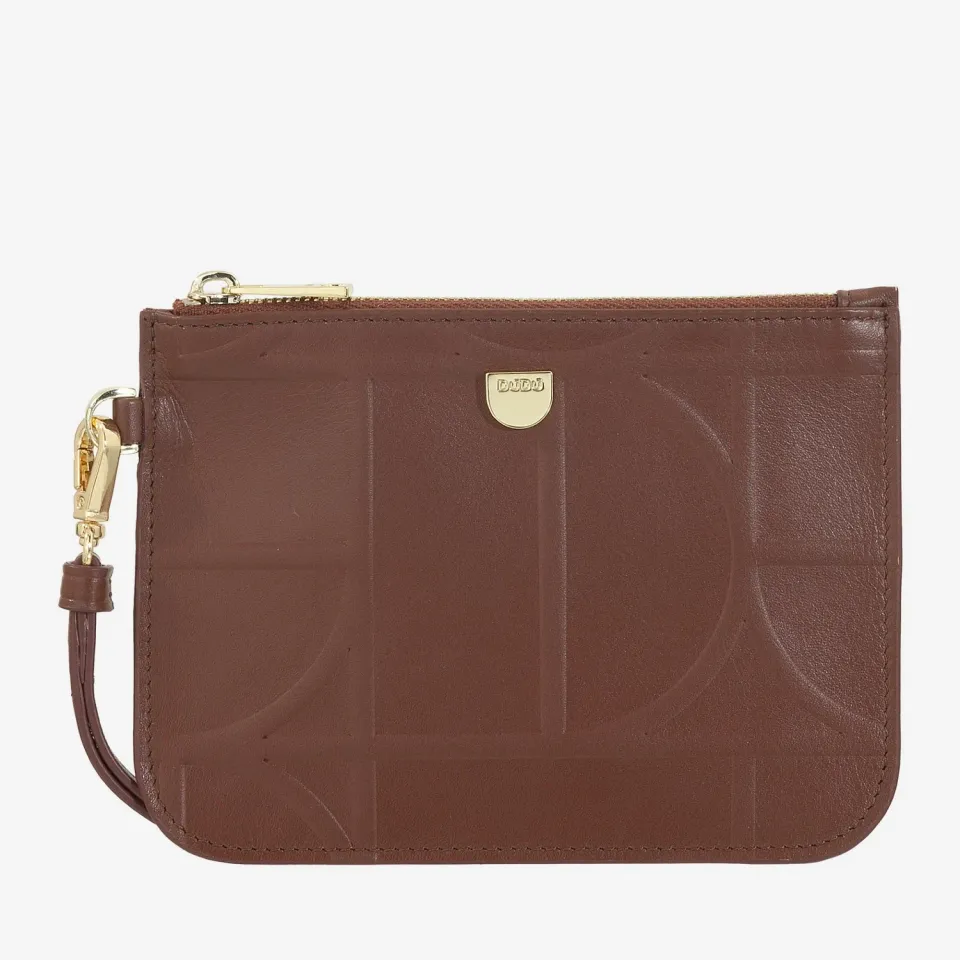 DuDubags Estoril clutch i skinn svart nude håndleddsreim