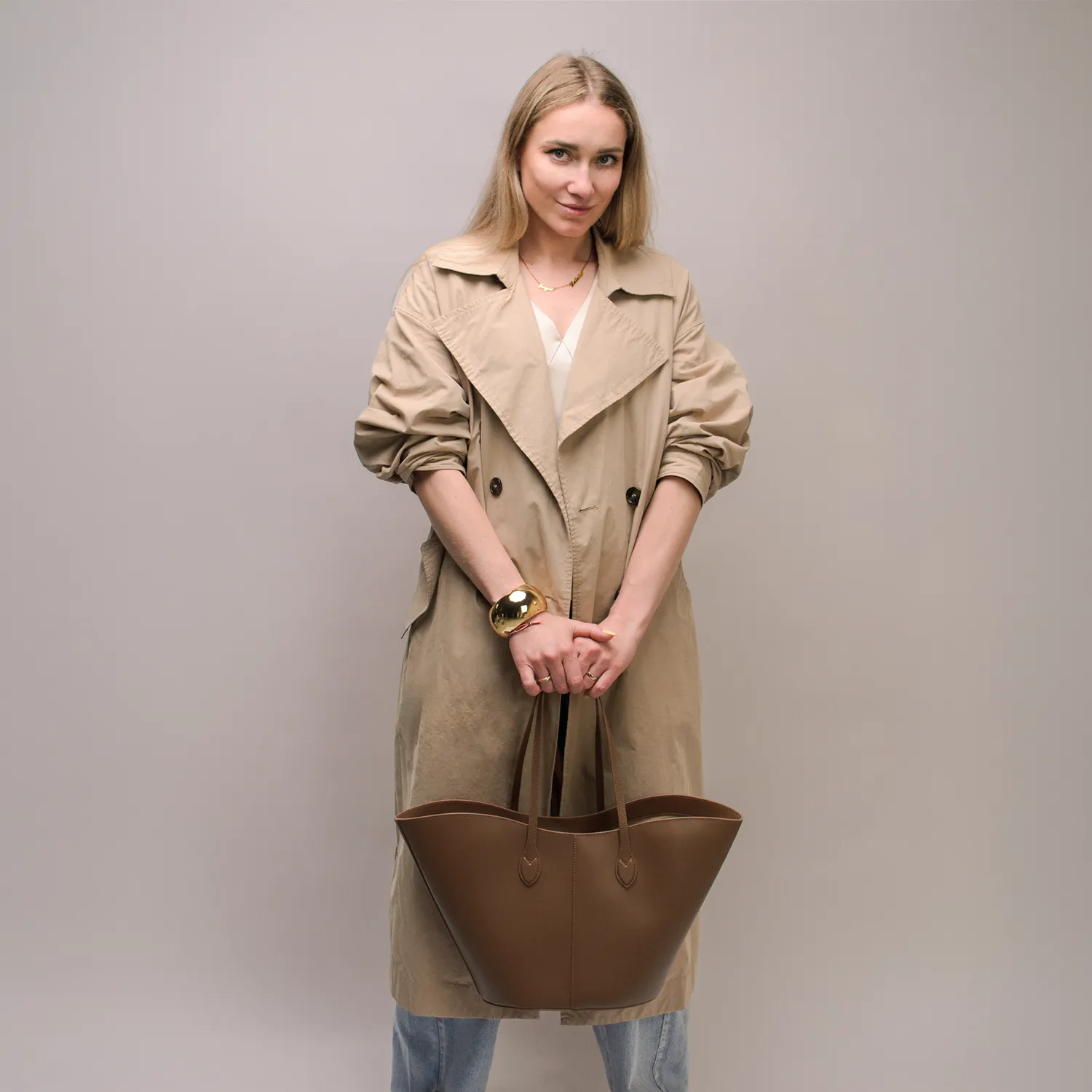 Latalia Milan shopper melkesjokolade skinn