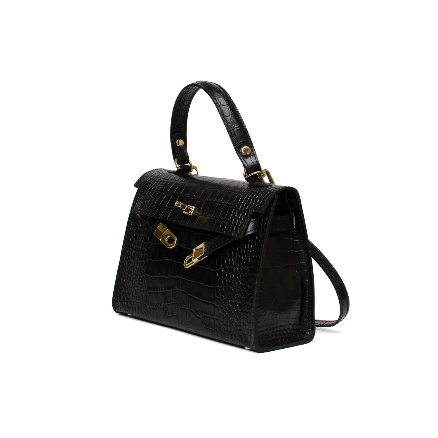Latalia Trento Maxi croco skinnveske svart