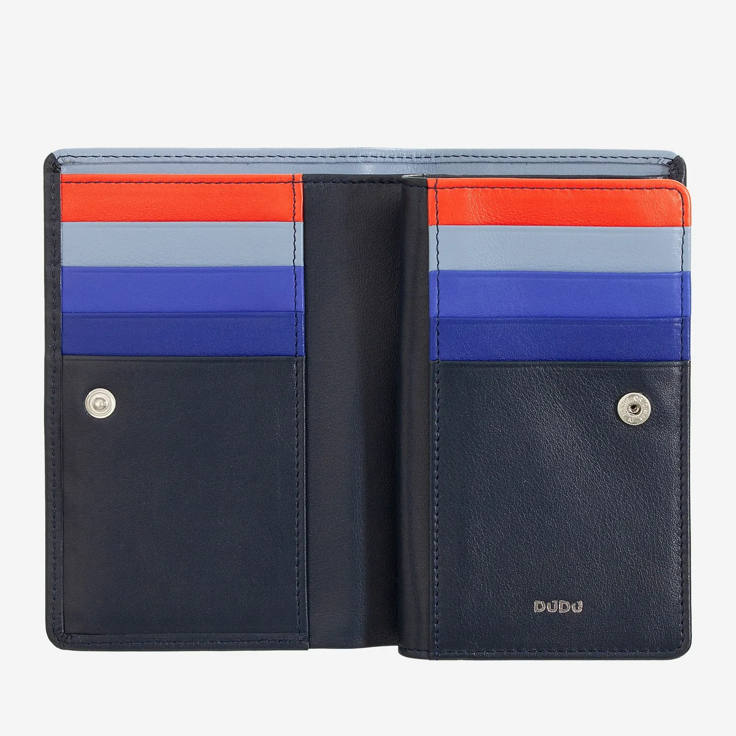 DuDubags Makira lommebok navy tofarget skinn