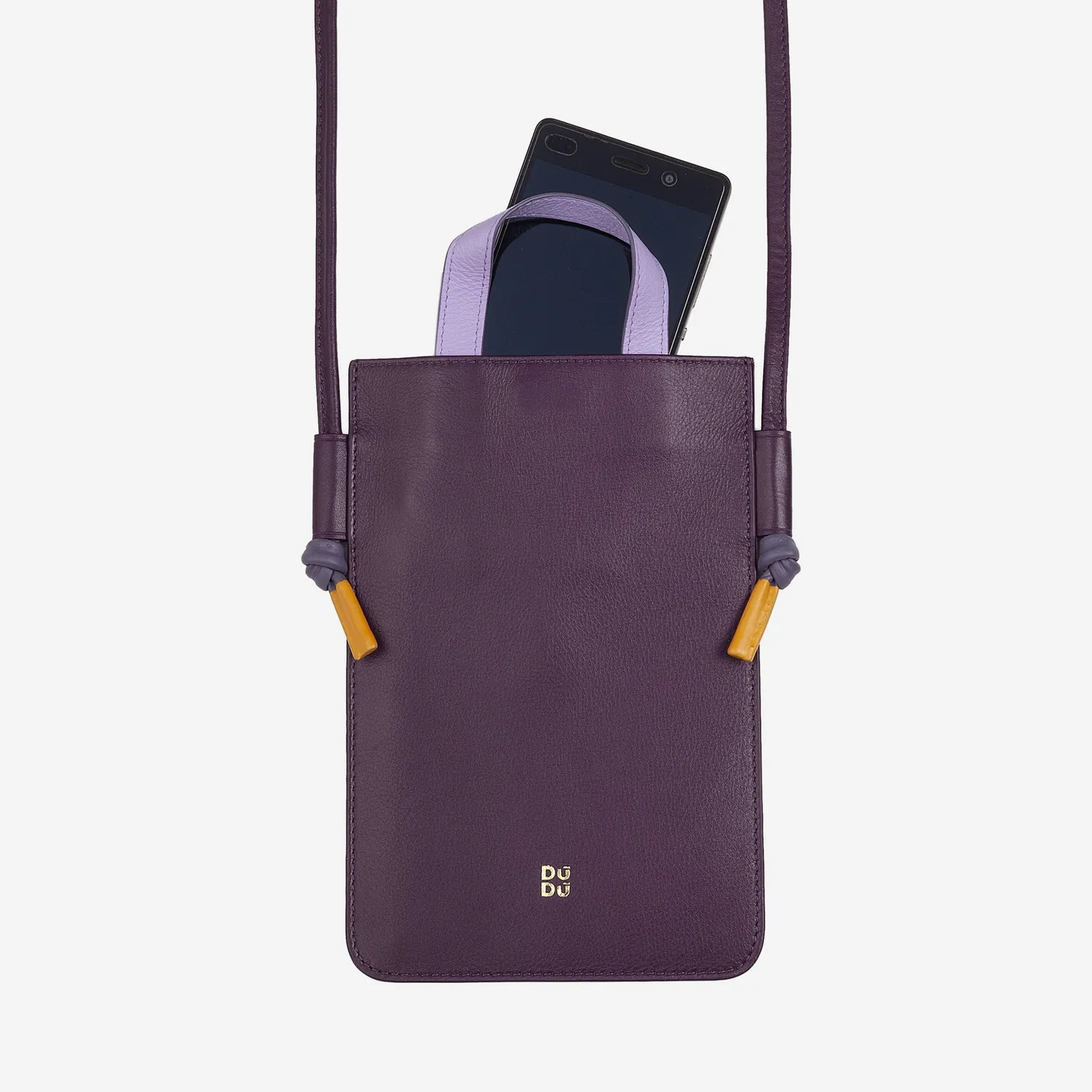 DuDubags Faro mobilveske deep purple ekte skinn