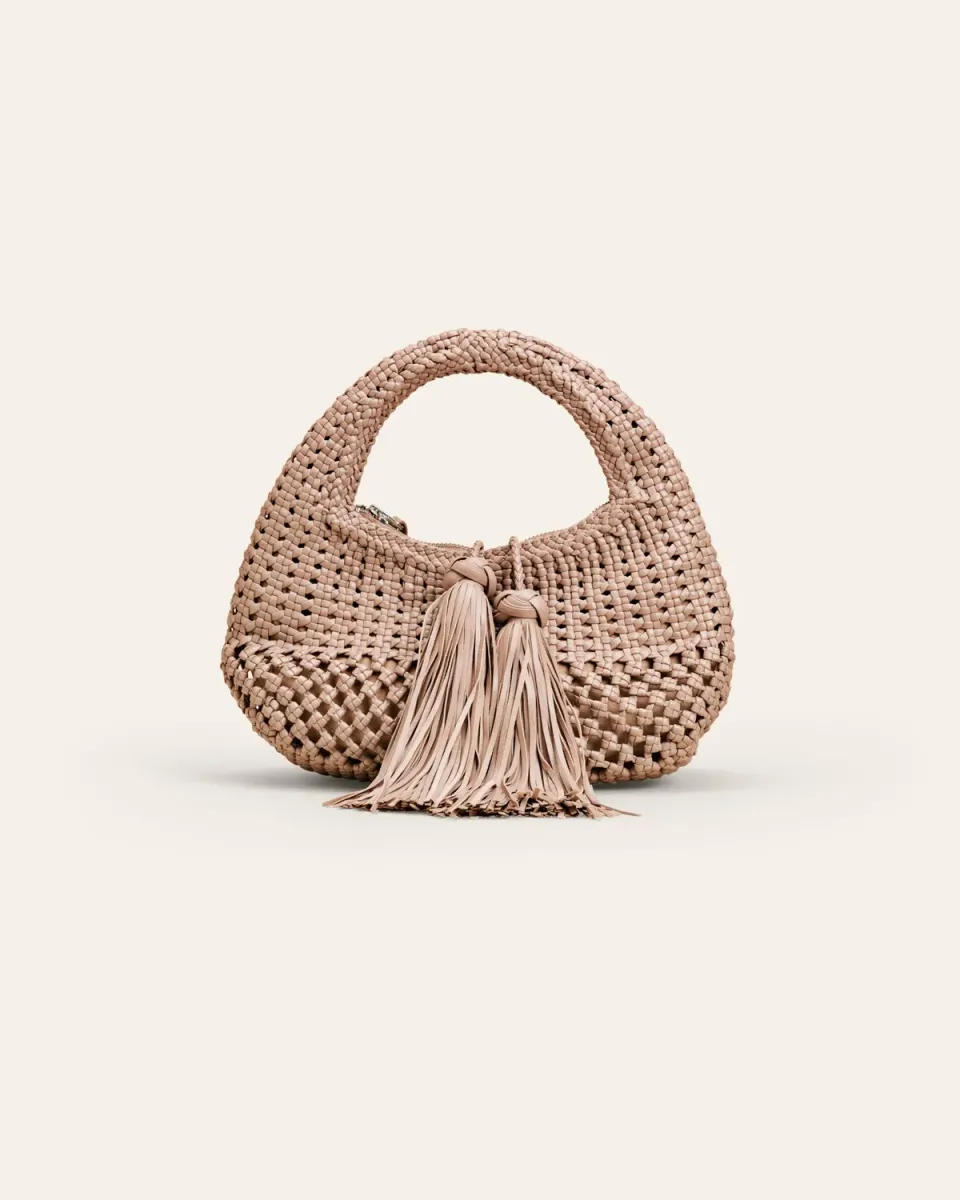 Cala Jade Kedi Simply Taupe miniveske lammeskinn