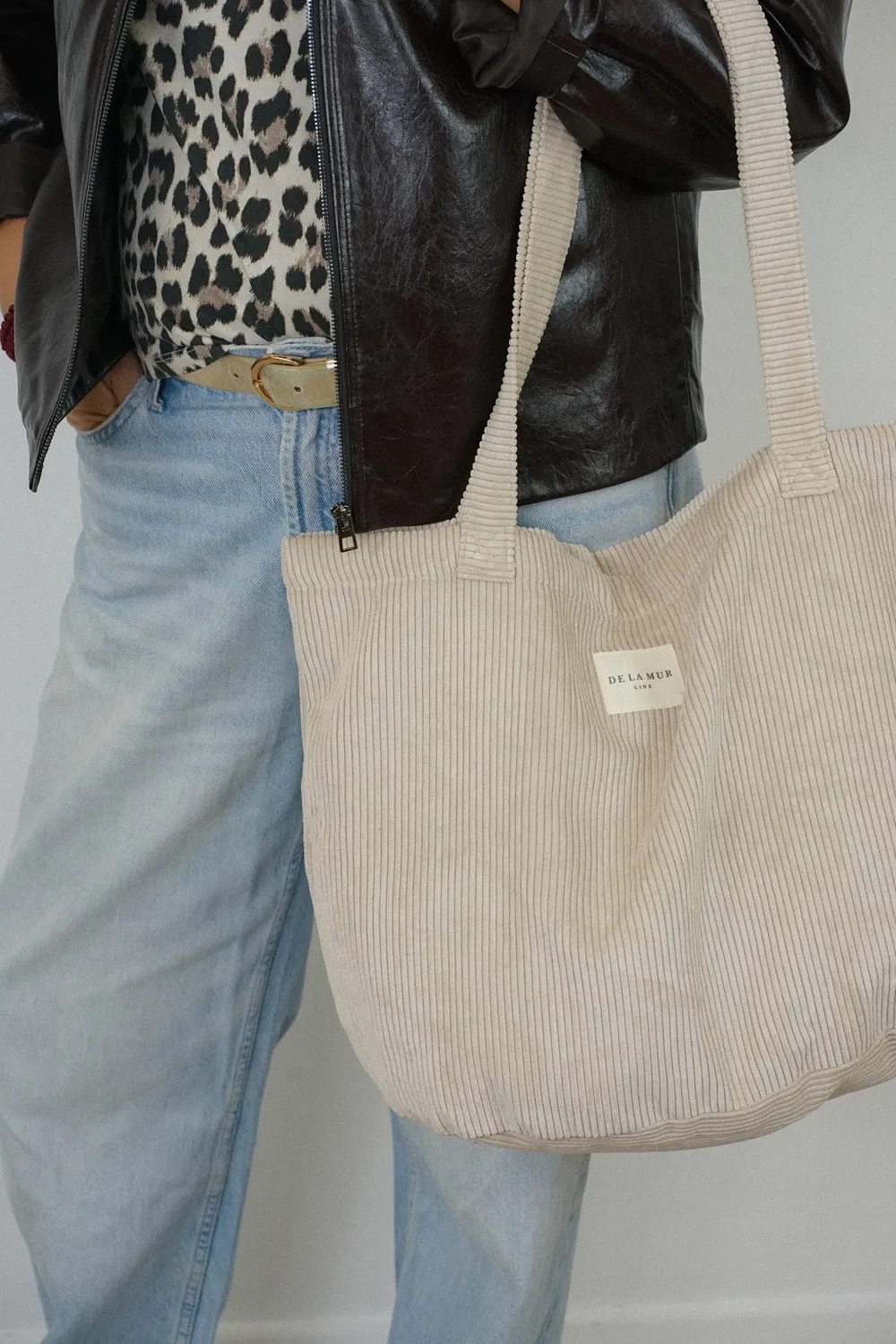 De La Mur Tofe shopper beige kordfløyel 51 cm