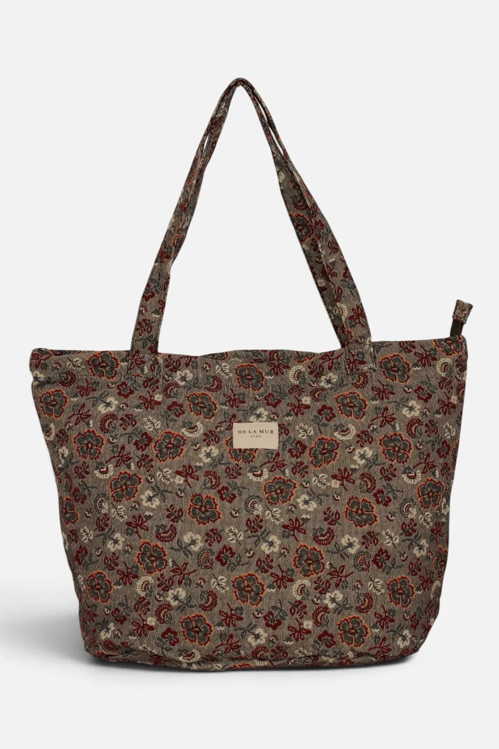 De La Mur Nira stor shopper burgunder jacquard med glidelås