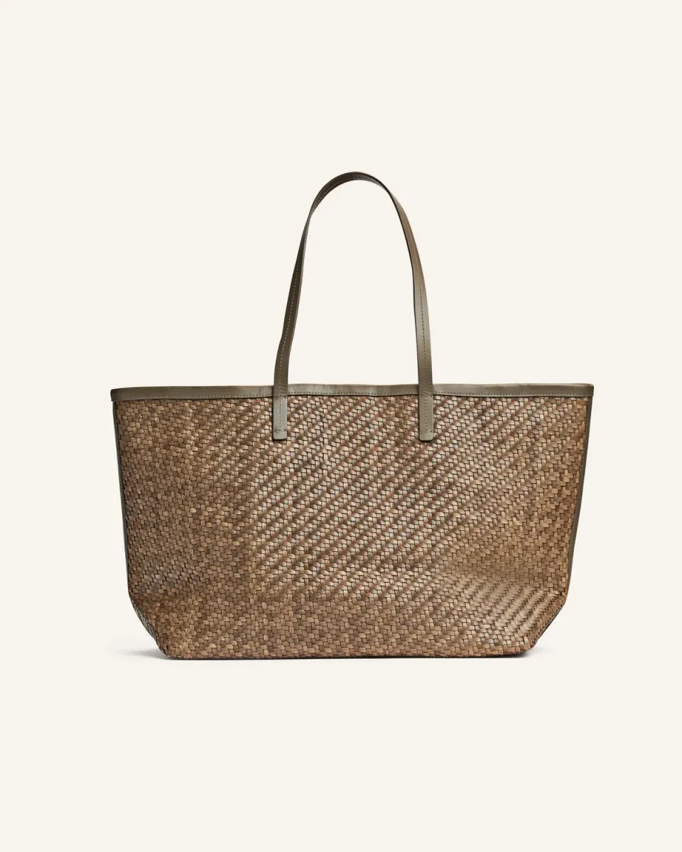 Cala Jade Isai shopper taupe flettet sauskinn