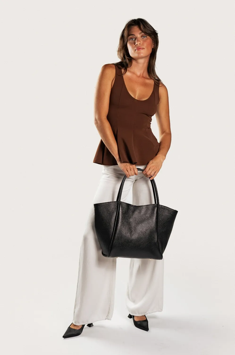 Latalia Florence XL shopper skinnveske bordeaux laptop