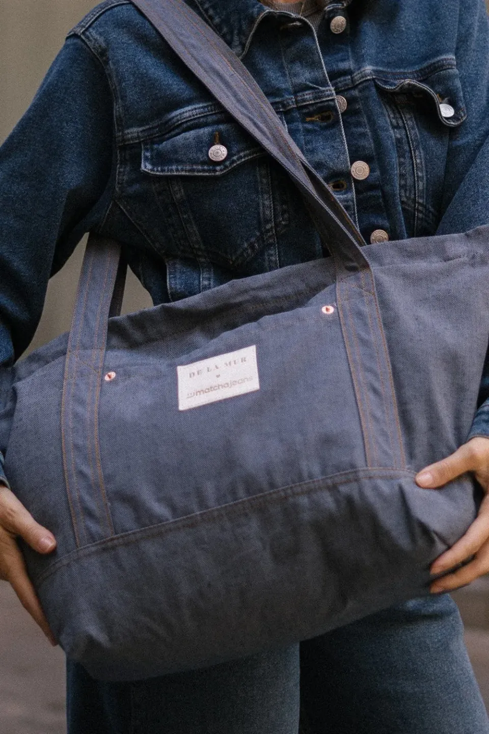 De La Mur Matcha Jeans shopper blå denim 47 cm