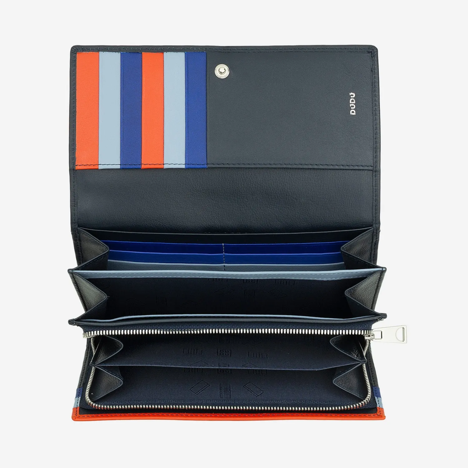 DuDubags Madeira lommebok dame Navy stor RFID