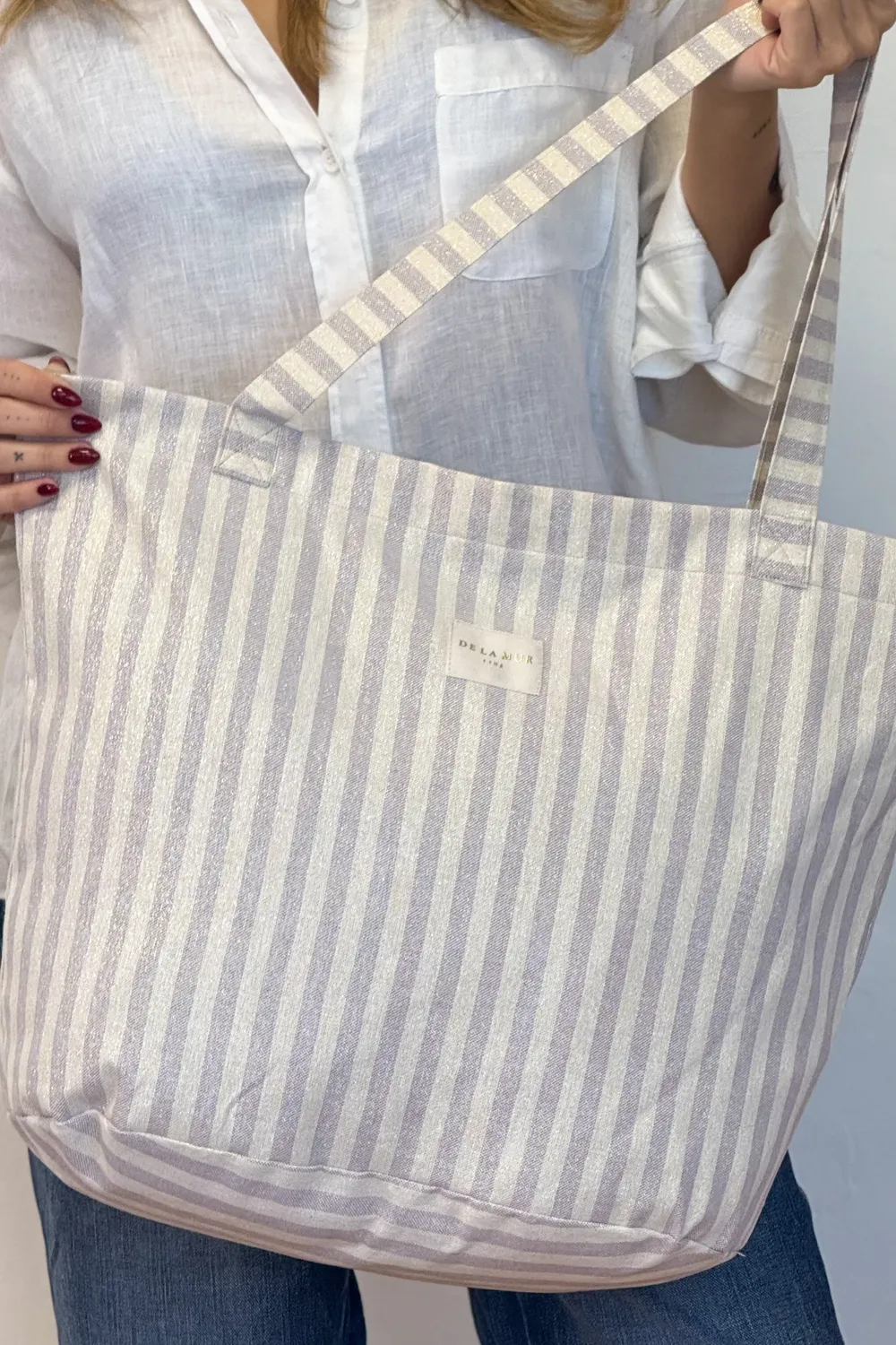 De La Mur Lulil shopper stor glidelås – lilla lurex