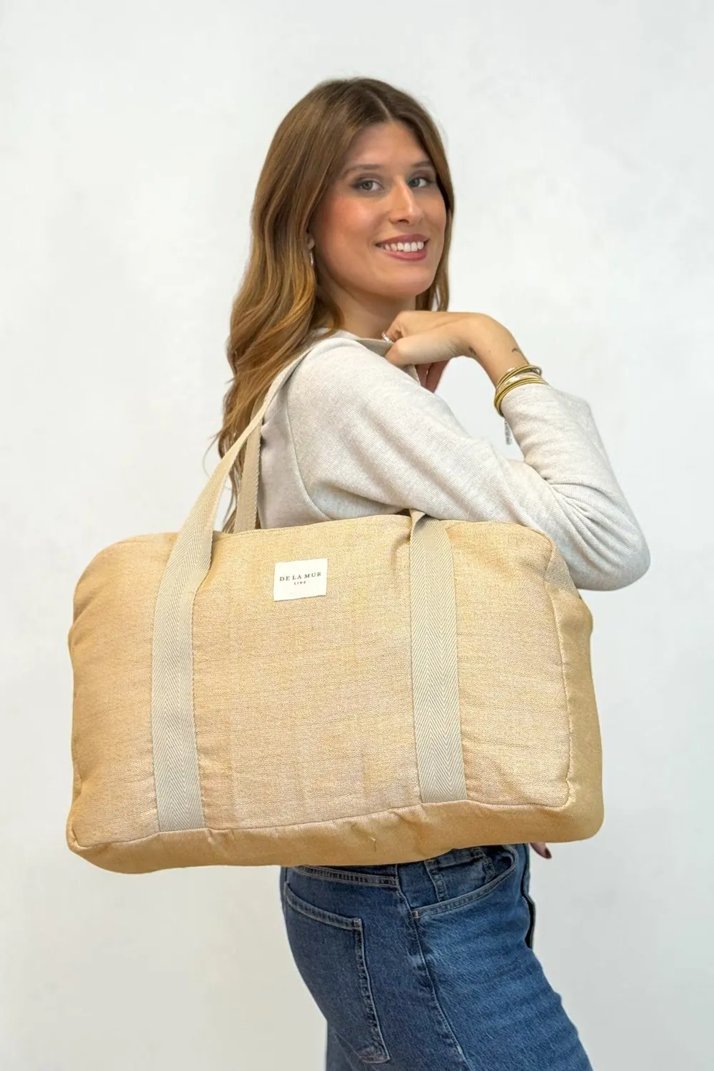 De La Mur Naka sportsbag sennep 49x30 cm jacquard