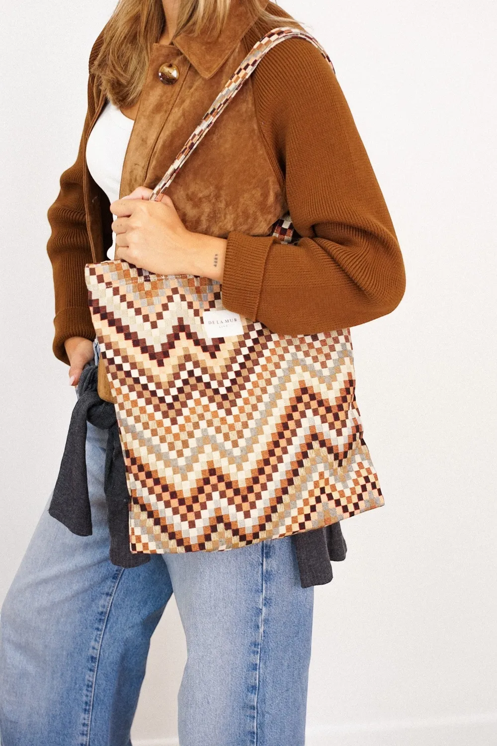 De La Mur Pier totebag brun beige 35 cm