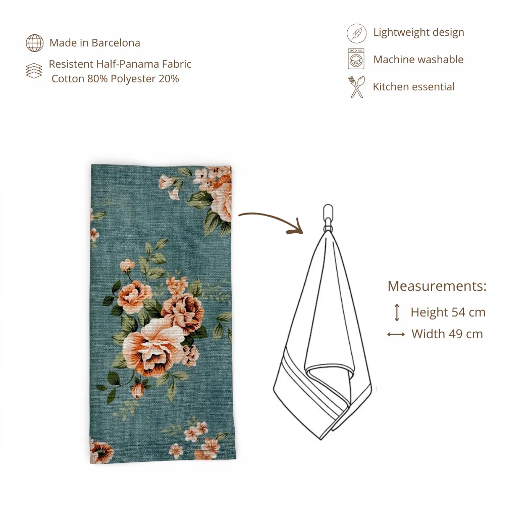 De La Mur Tivo kjøkkenhåndkle blått blomstret 54 cm