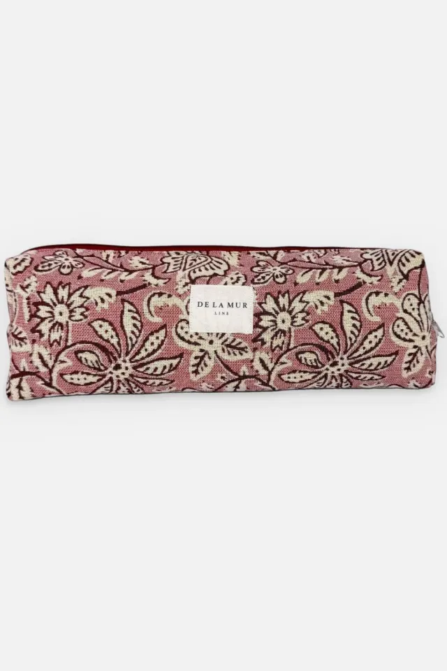 De La Mur Came toalettmappe ekstra lang rosa blomstret