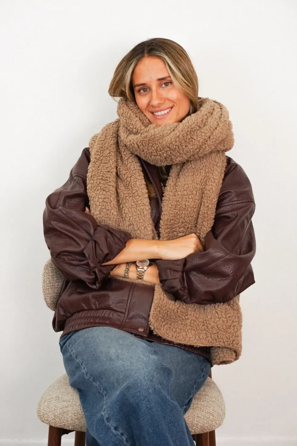 De La Mur Ice skjerf 49x240 cm lysebrun teddy