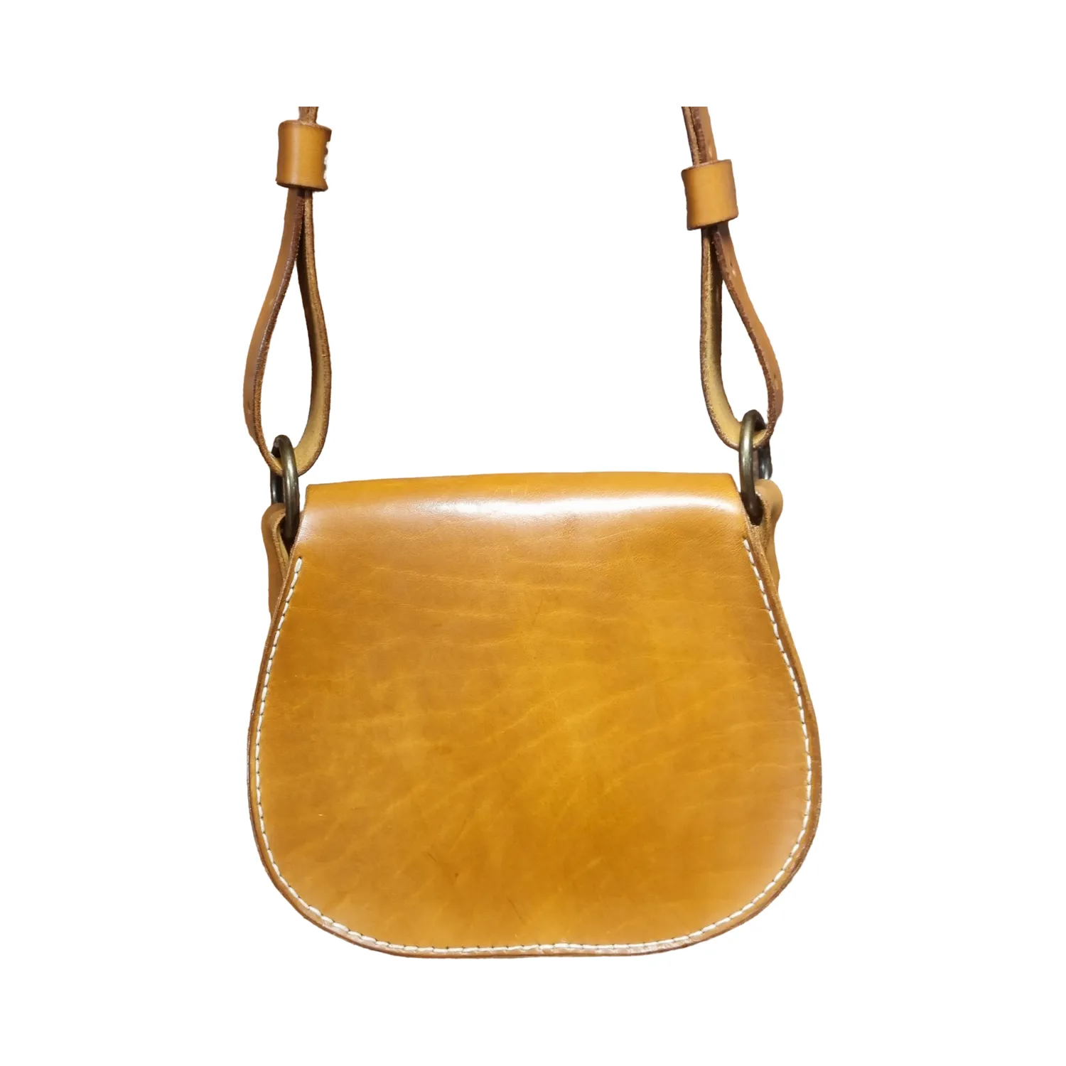 Julia Stray Liten rund lærveske 20x16x9 tan