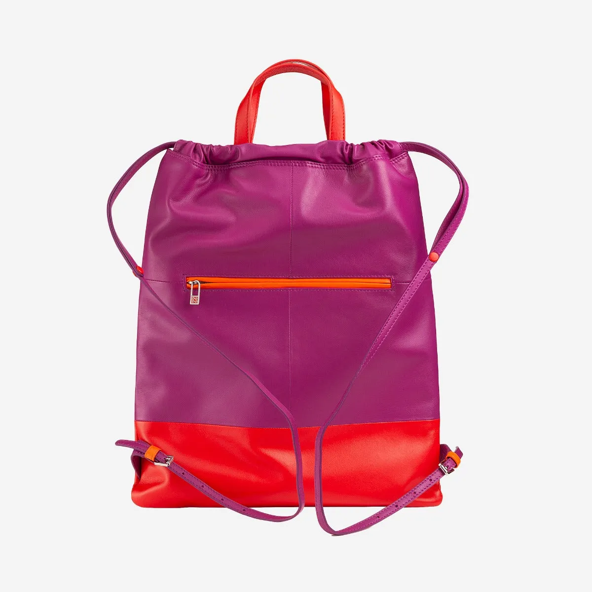 DuDubags Linosa ryggsekk navy snøring ekte skinn