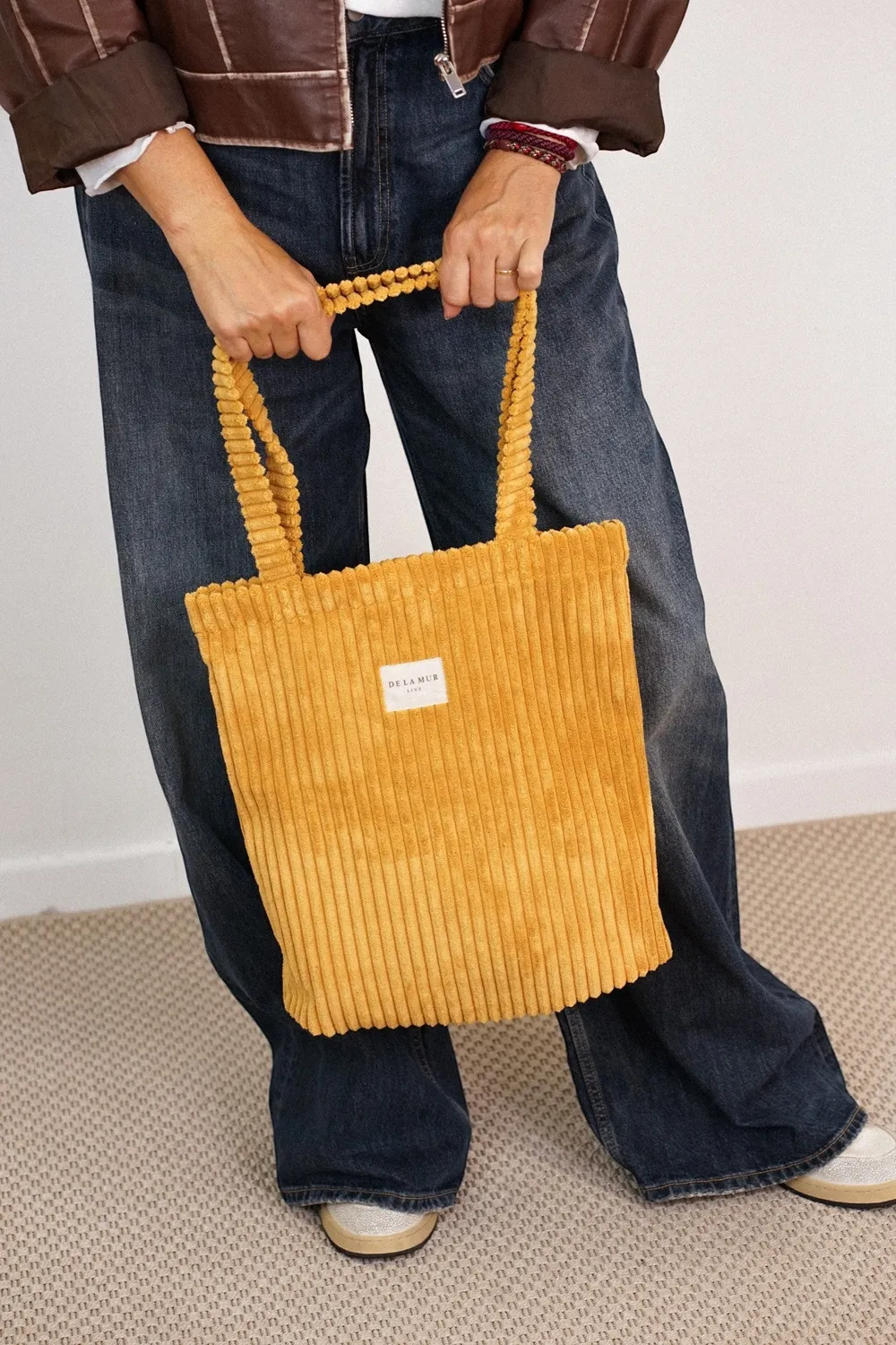De La Mur Maiz liten totebag med glidelås sennepsgul
