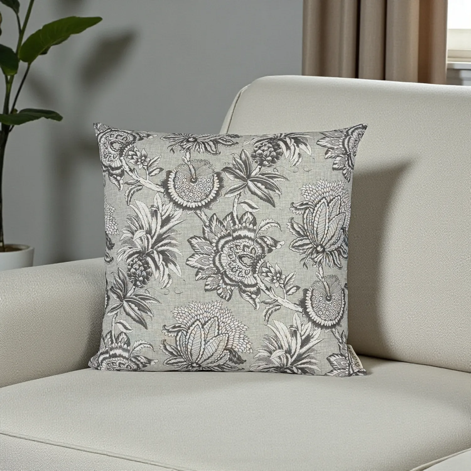 De La Mur Alex putetrekk 45x45 cm grå blomstret