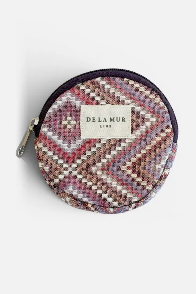 De La Mur Nana rund myntveske 10,5 cm rosa jacquard