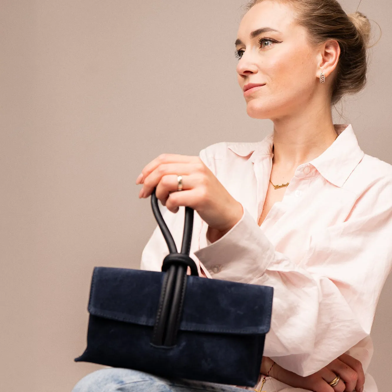Latalia Barletta clutch mørkeblå mocka