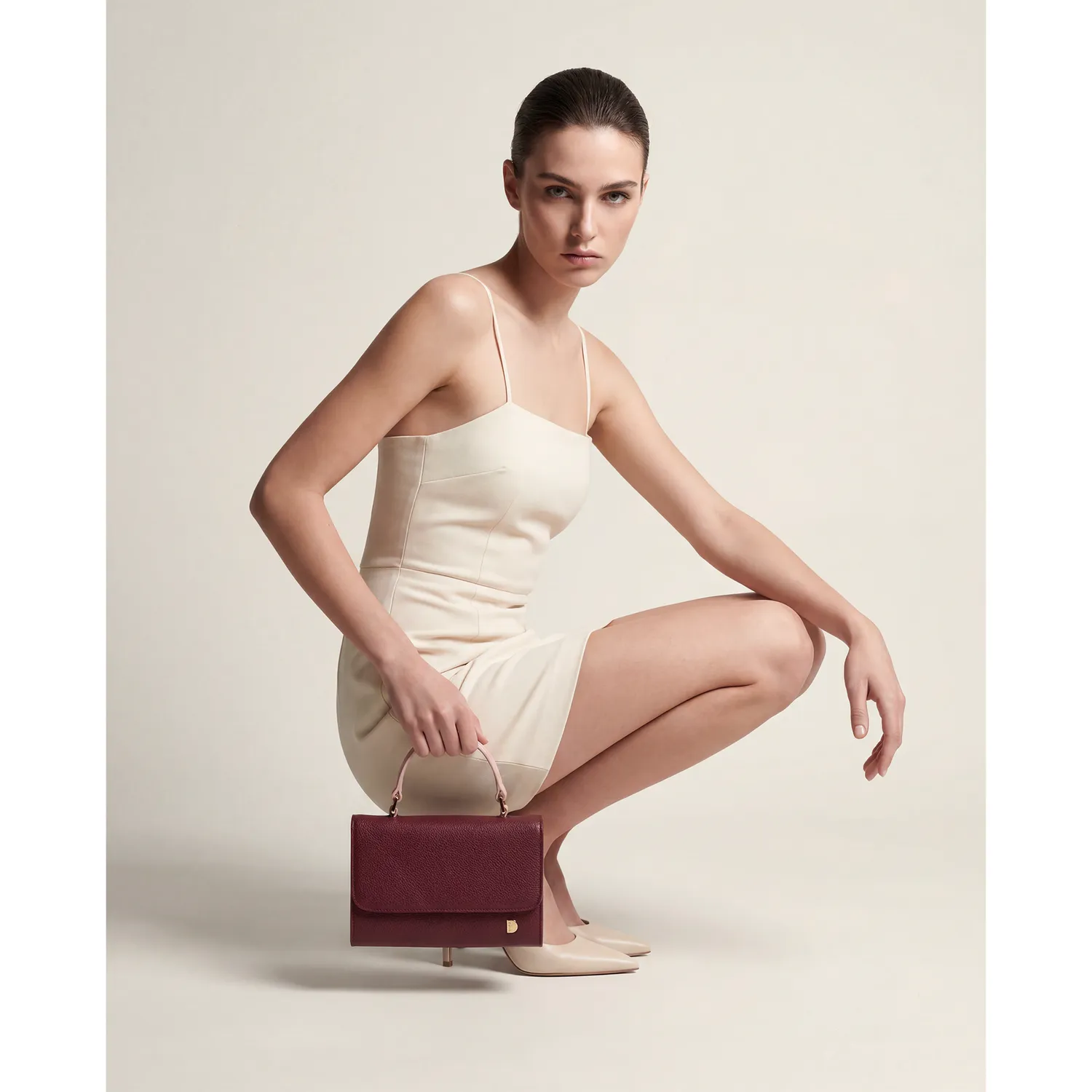 DuDubags Margot håndveske burgundy ekte skinn