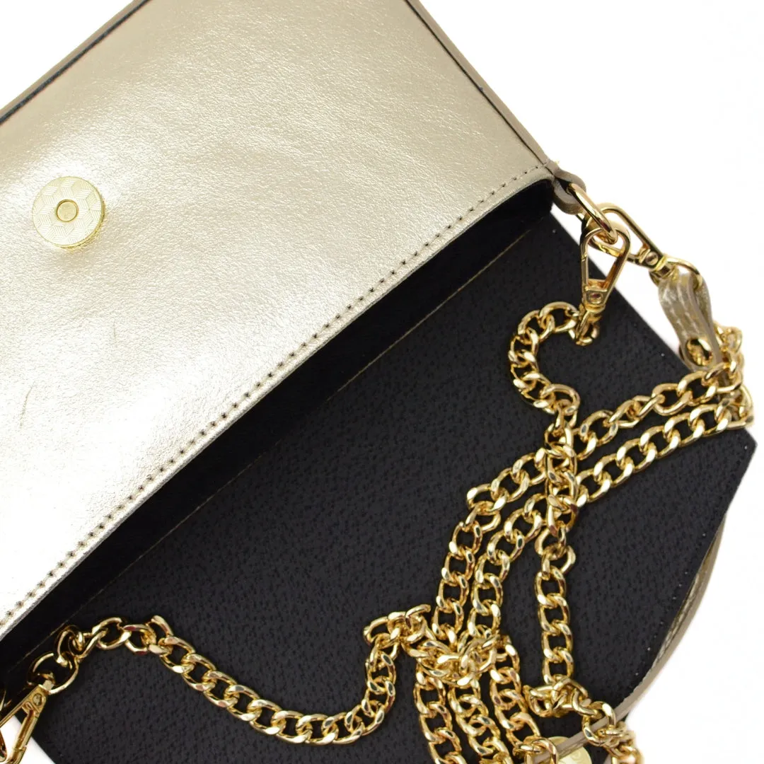 Latalia kuvertveske mini svart skinn clutch