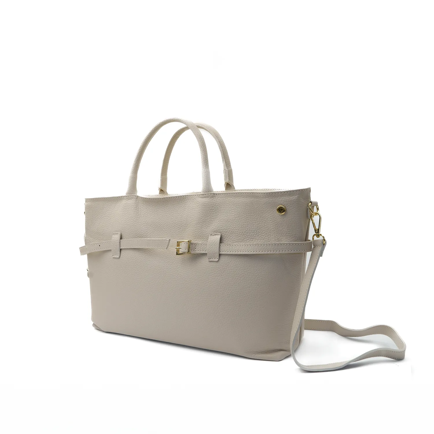 Latalia Pisa-maxi veske beige stor jobb skinn