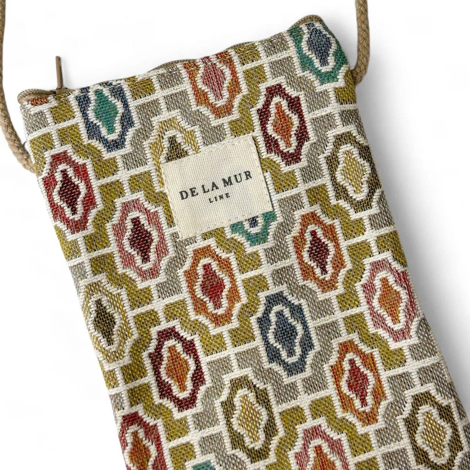 De La Mur Fin mobilveske beige geometrisk 13 cm