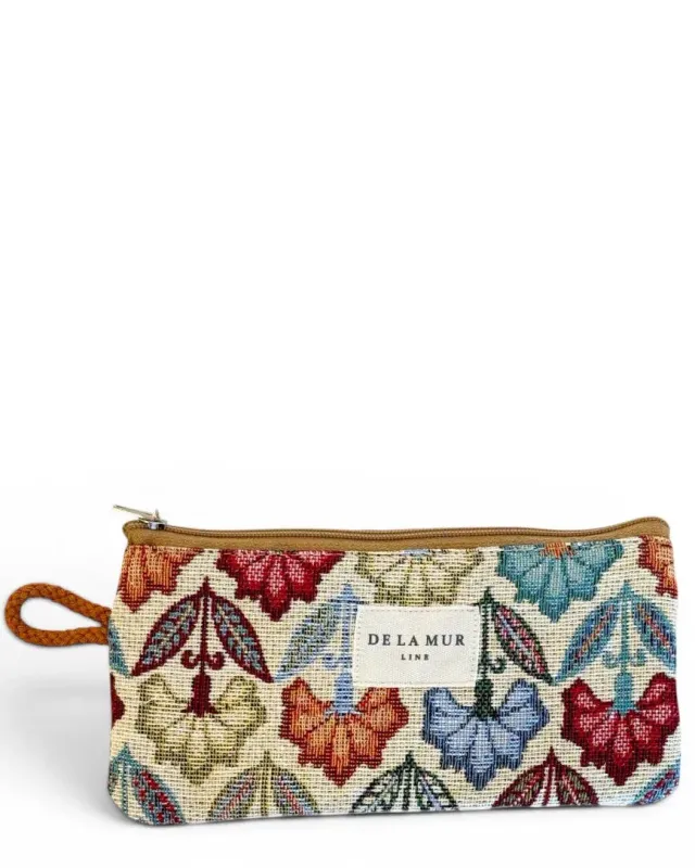De La Mur Flora brilleetui 18 cm blomstret jacquard