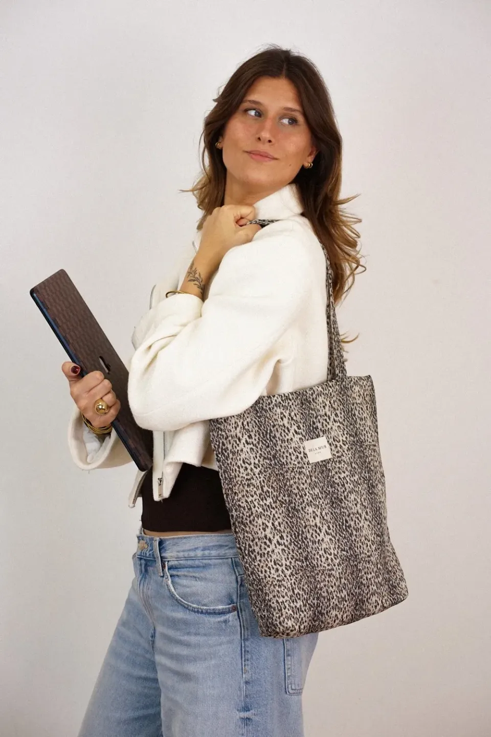 De La Mur Leo totebag 35 cm leopard glidelås