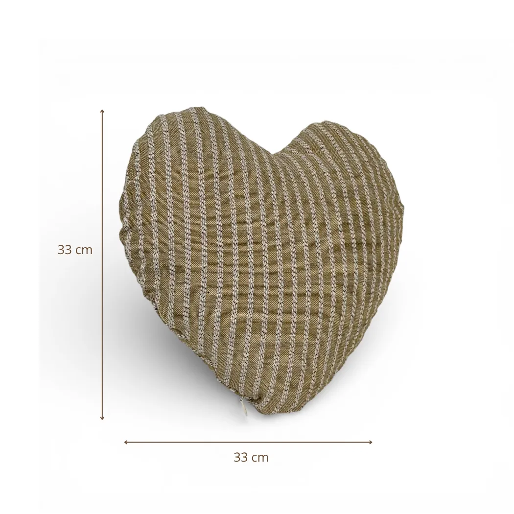 De La Mur Sage hjertepute 33x33 stripet beige