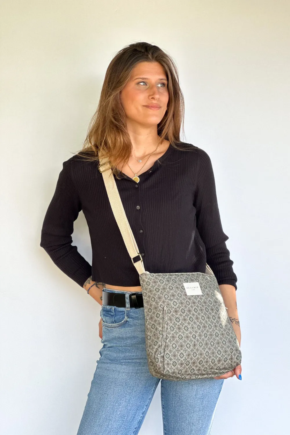 De La Mur Sol skulderveske 30x34 grønn geometrisk