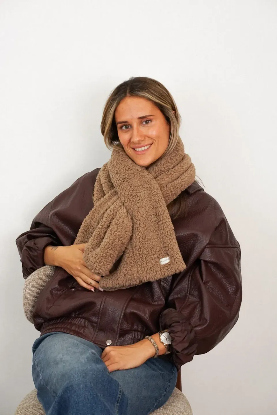 De La Mur Ice buf skjerf brun 28x119 cm teddy