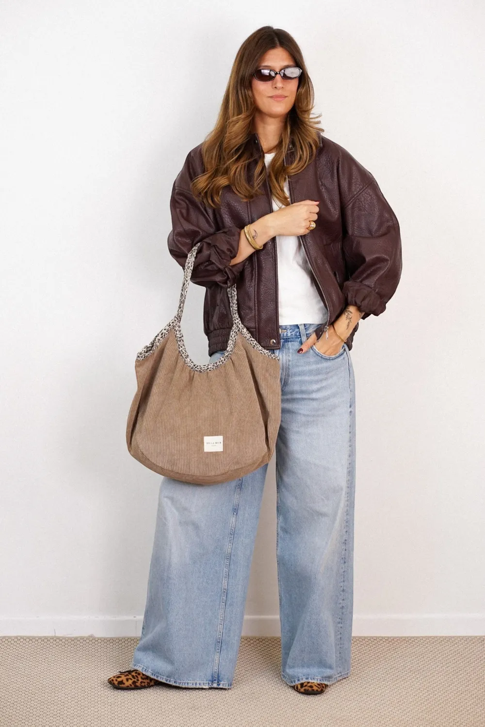 De La Mur Toast shopper beige kordfløyel leopard