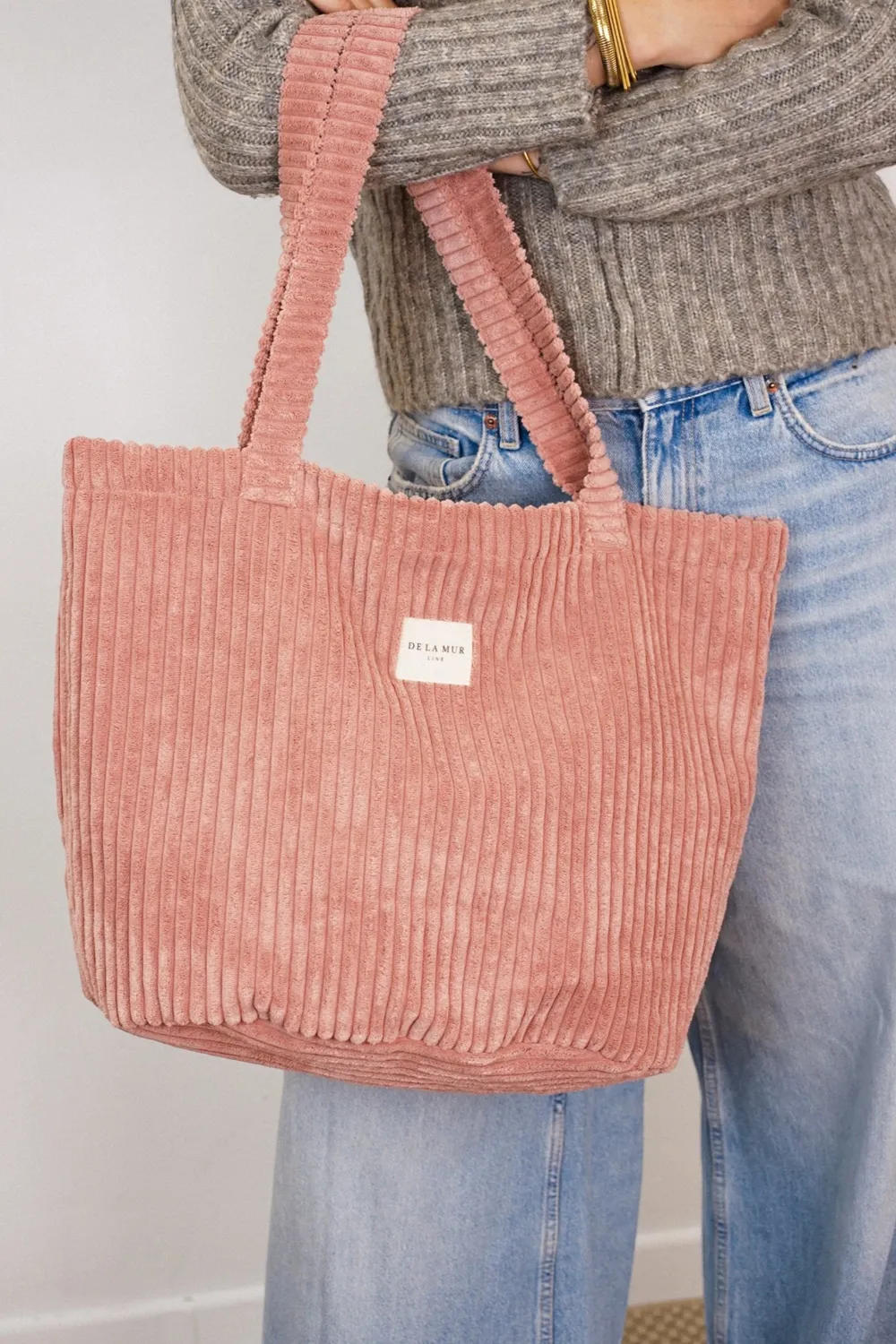 De La Mur Crepe shopper stor glidelås – rosa kord