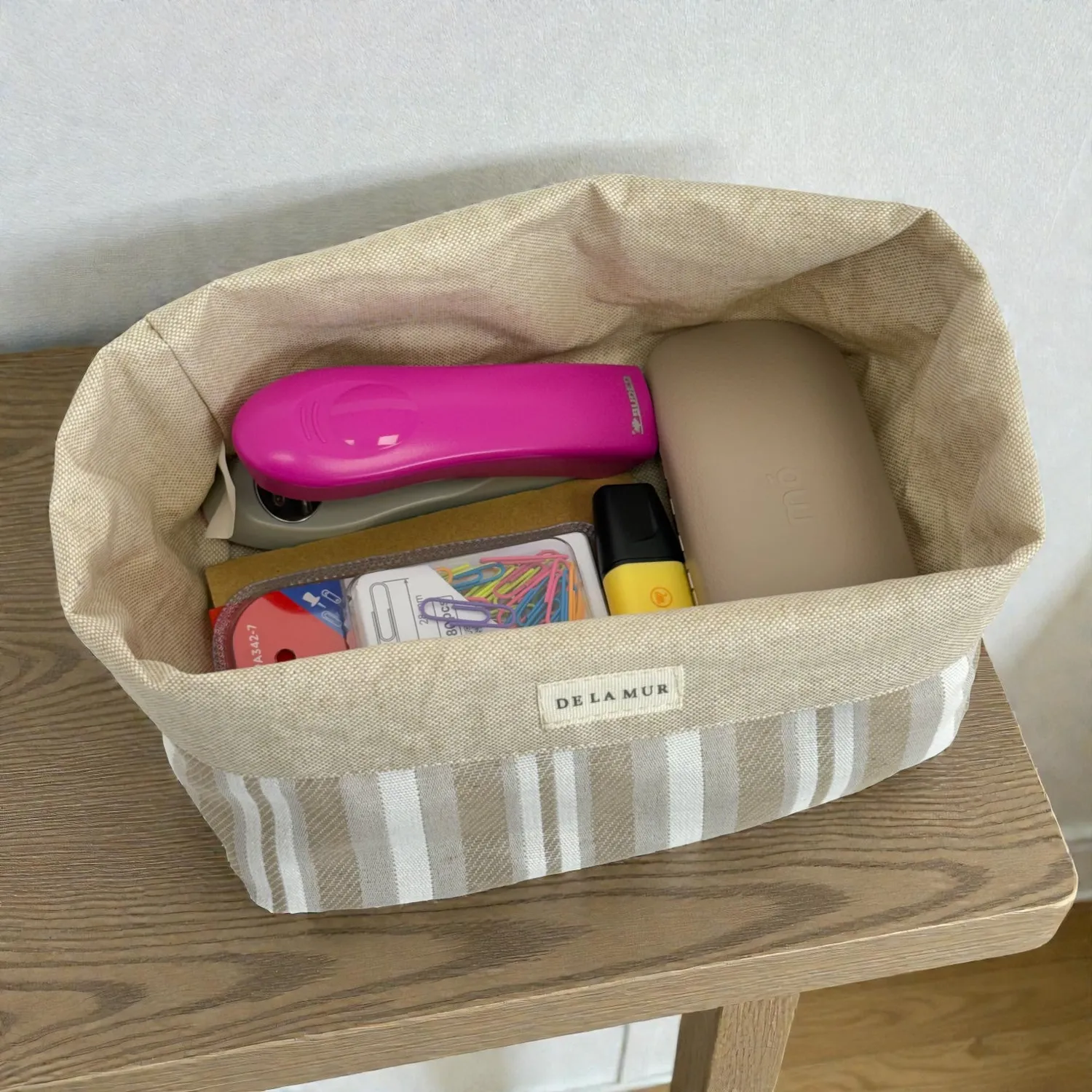 De La Mur Malik oppbevaringskurv beige stripete