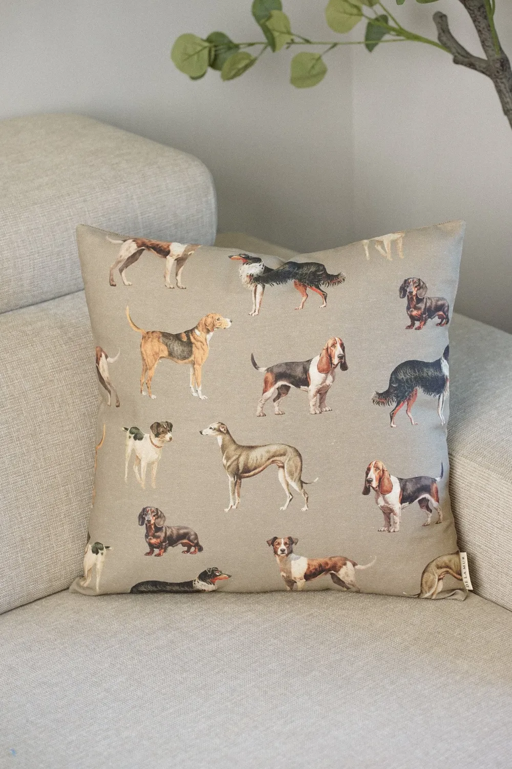 De La Mur Dog putetrekk 45x45 beige hund