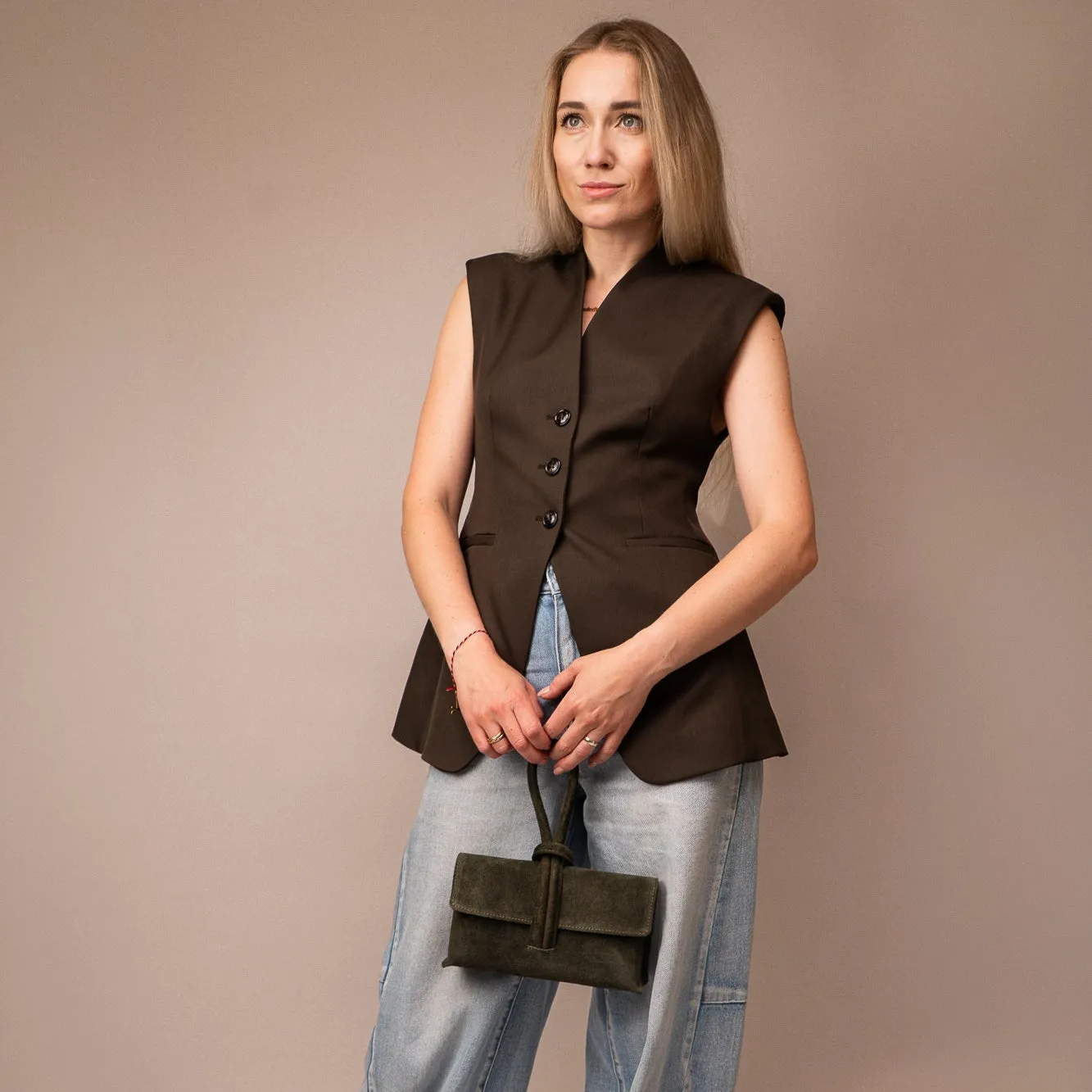 Latalia Barletta clutch veske khaki semsket