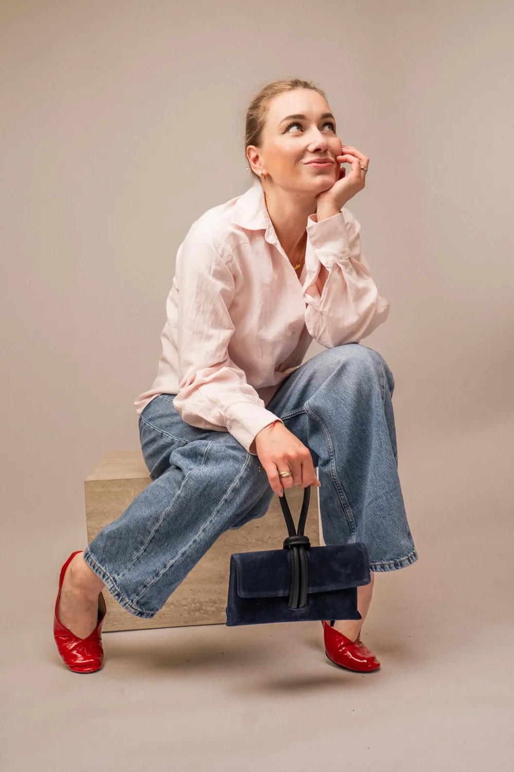 Latalia Barletta clutch mørkeblå mocka