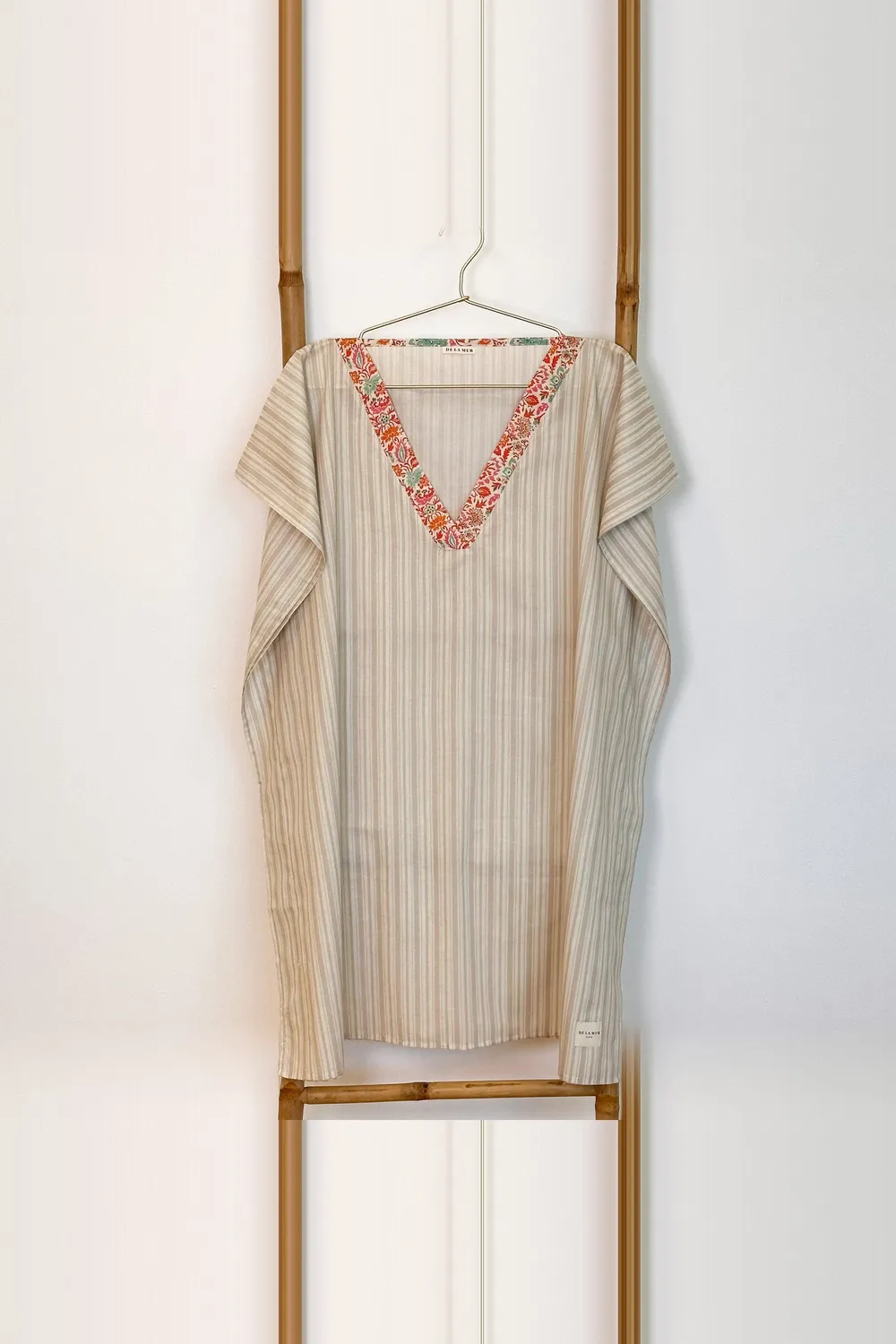 De La Mur Beach Aura kaftan grå stripet
