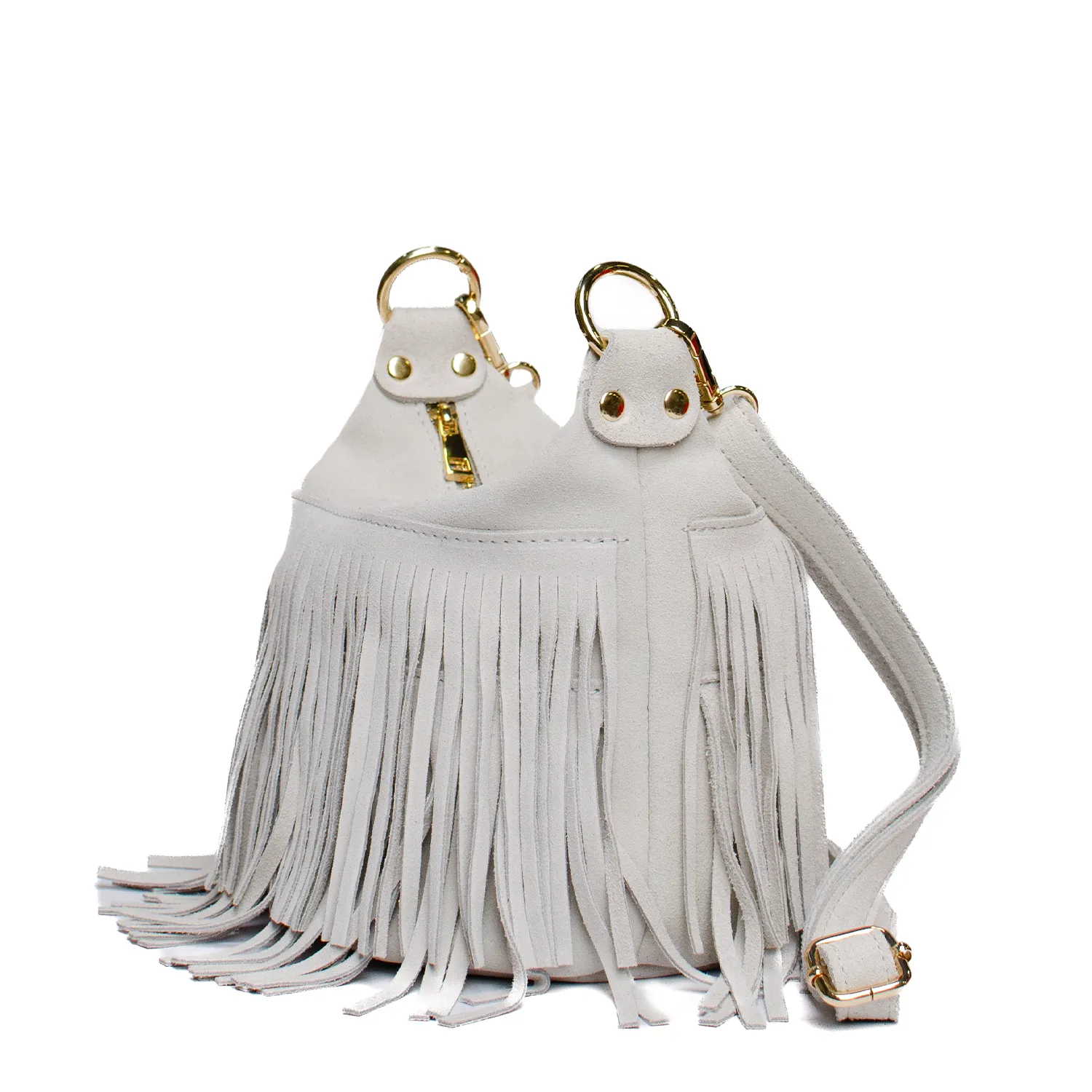 Latalia Cento frynseveske mocka beige